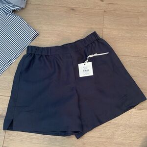 $395- TWP Silk Champ Shorts in Midnight Navy Blue Small- worn only once.